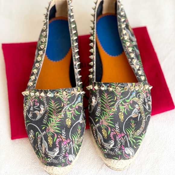 Christian Loubutin Canvas Studded Jungle Print Espadrilles - Picture 4 of 12